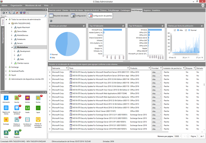 G DATA Patch Management – Lista de parches actualmente disponibles