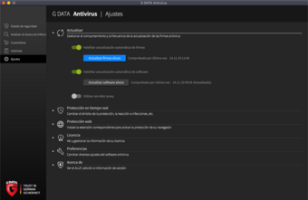 G DATA Antivirus Mac: Ajustes